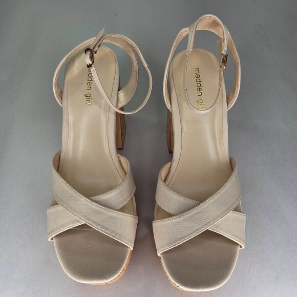 NWT Madden Girl RIIO Womens Canvas Ankle Strap Block Heel Sandals - Picture 2 of 8